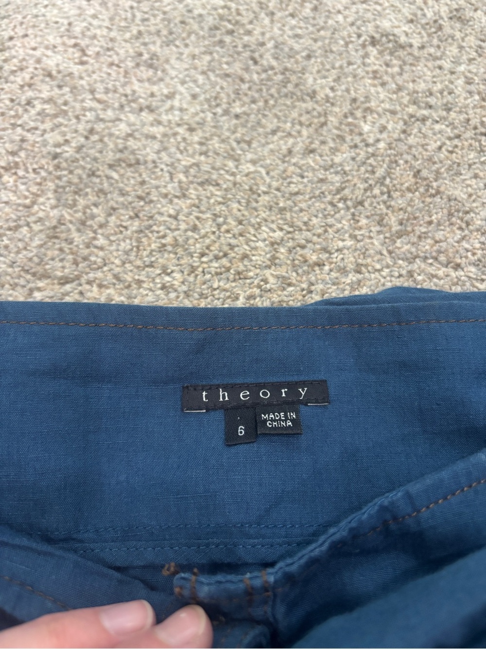 Theory Neini Chambray Mini Skirt Sz 6 Linen Blend Skirt with Mock Sleeve Belt - Picture 5 of 7